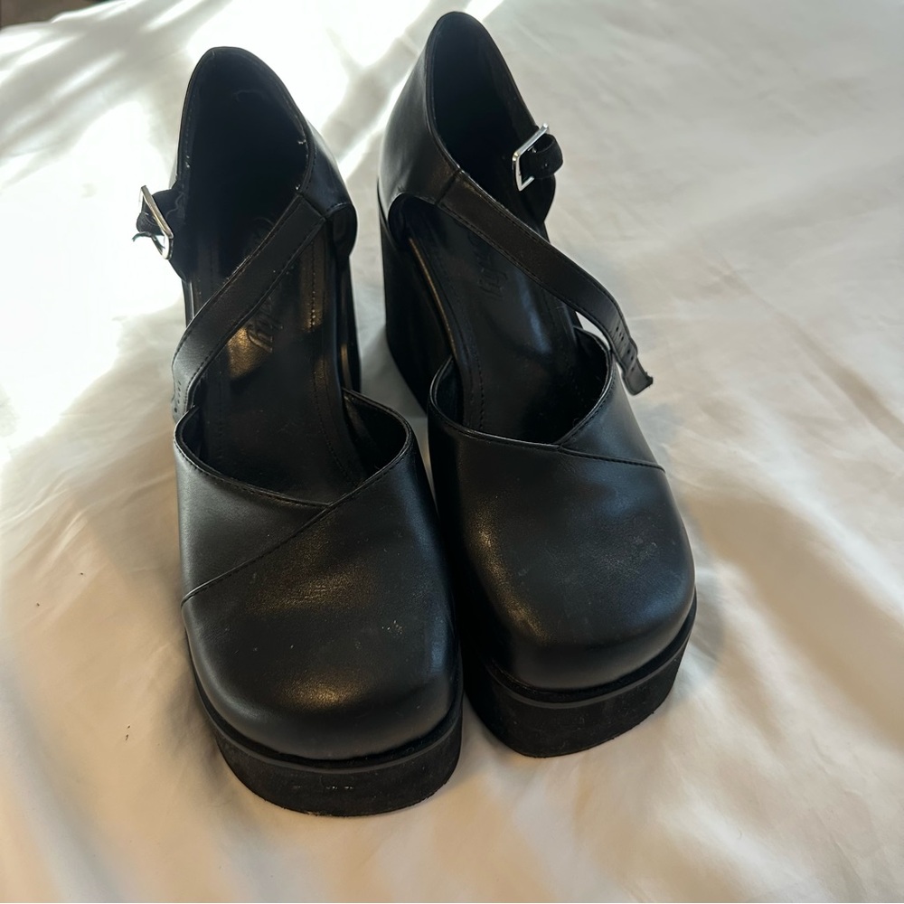 Crybaby Black Bratty Platform Mary Jane Platform Heels